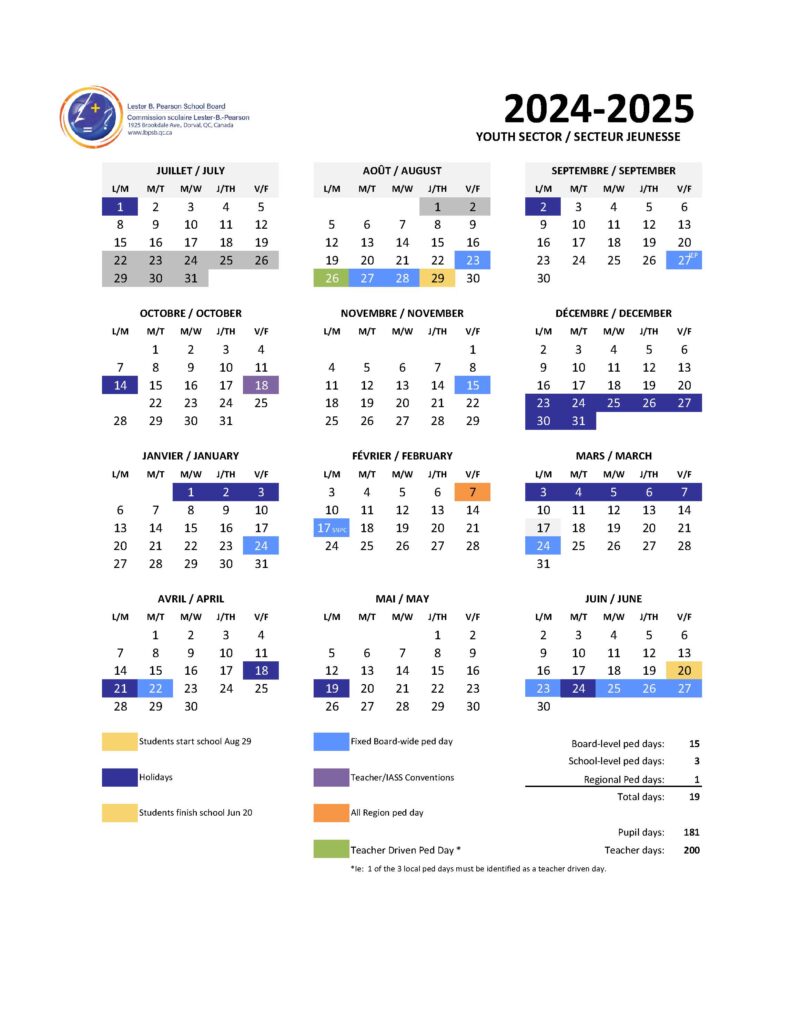 2024-2025 Youth Calendar