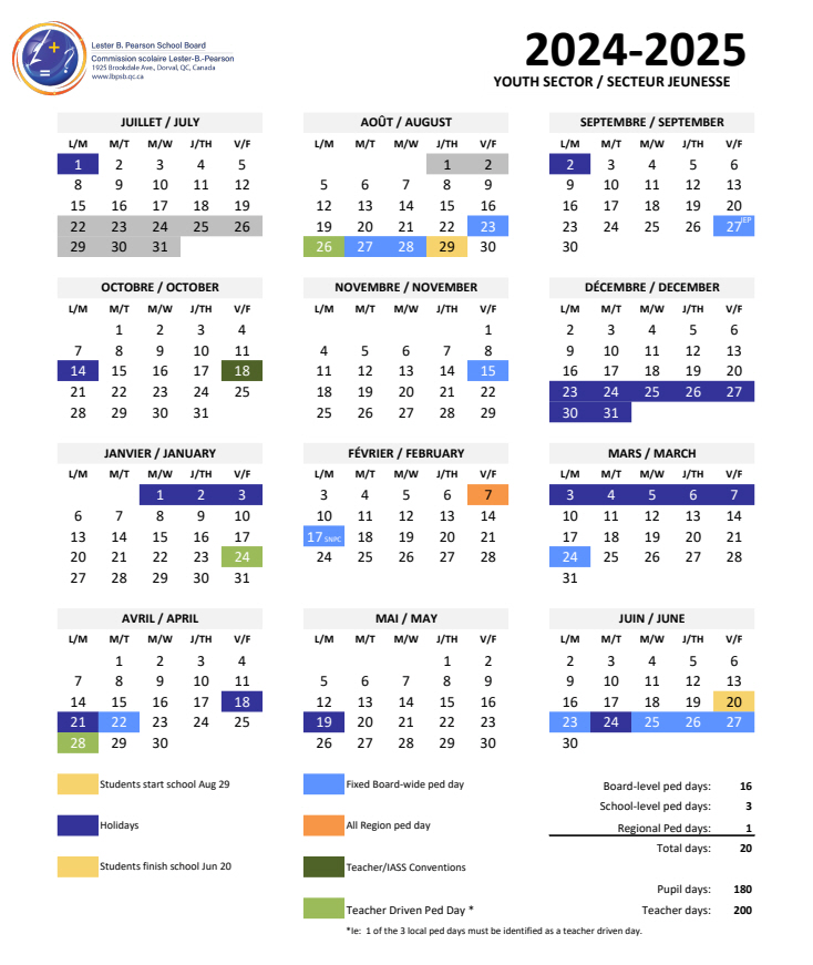 2024-2025 Youth Calendar