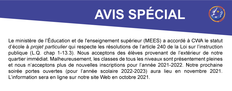 Avis spécial
