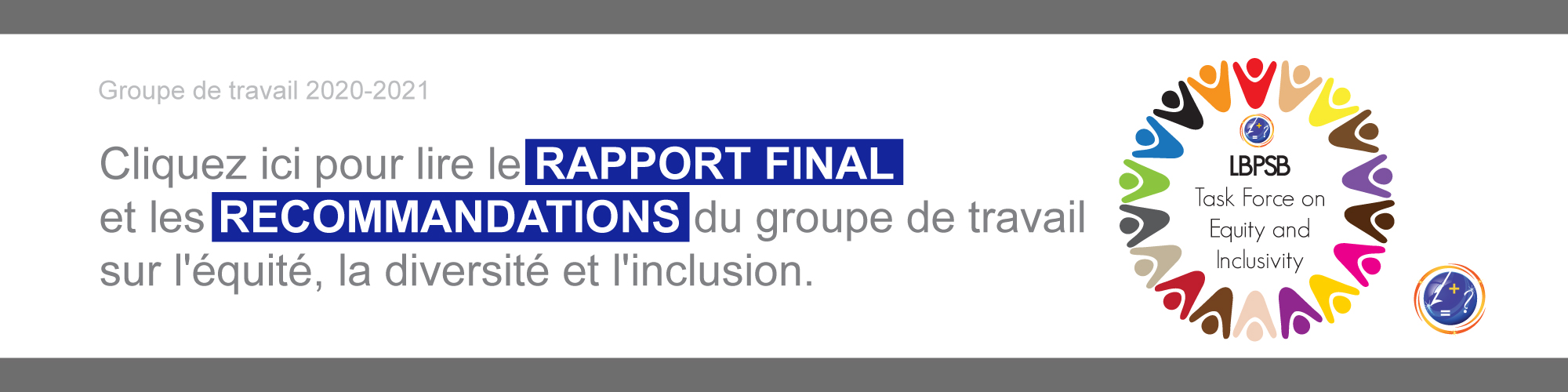 Rapport final et recommandations du groupe de travail sur l'équité et l'inclusion - ouvre le PDF dans un nouveau navigateur