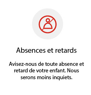 image avec ce texte : Avisez-nous de toute absences et retards de votre enfant. Nous serons moins inquiets !